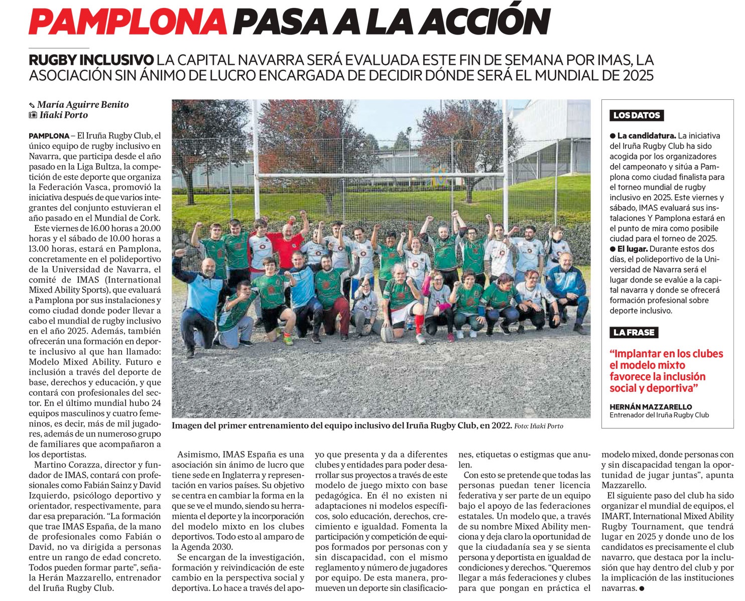 La prensa local se hace eco de la formaci&oacute;n en deporte inclusivo y de la elecci&oacute;n de ciudad para el Mundial 2025